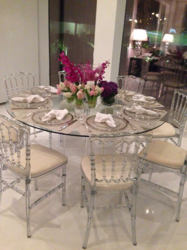Round Glass Table with Acrylic Base 8 pax Events Master