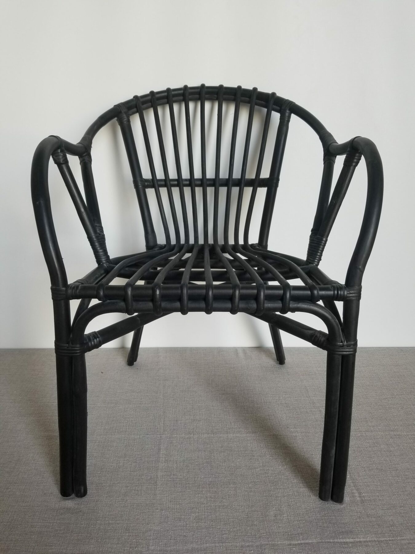 Black Rattan Chair with Cushion