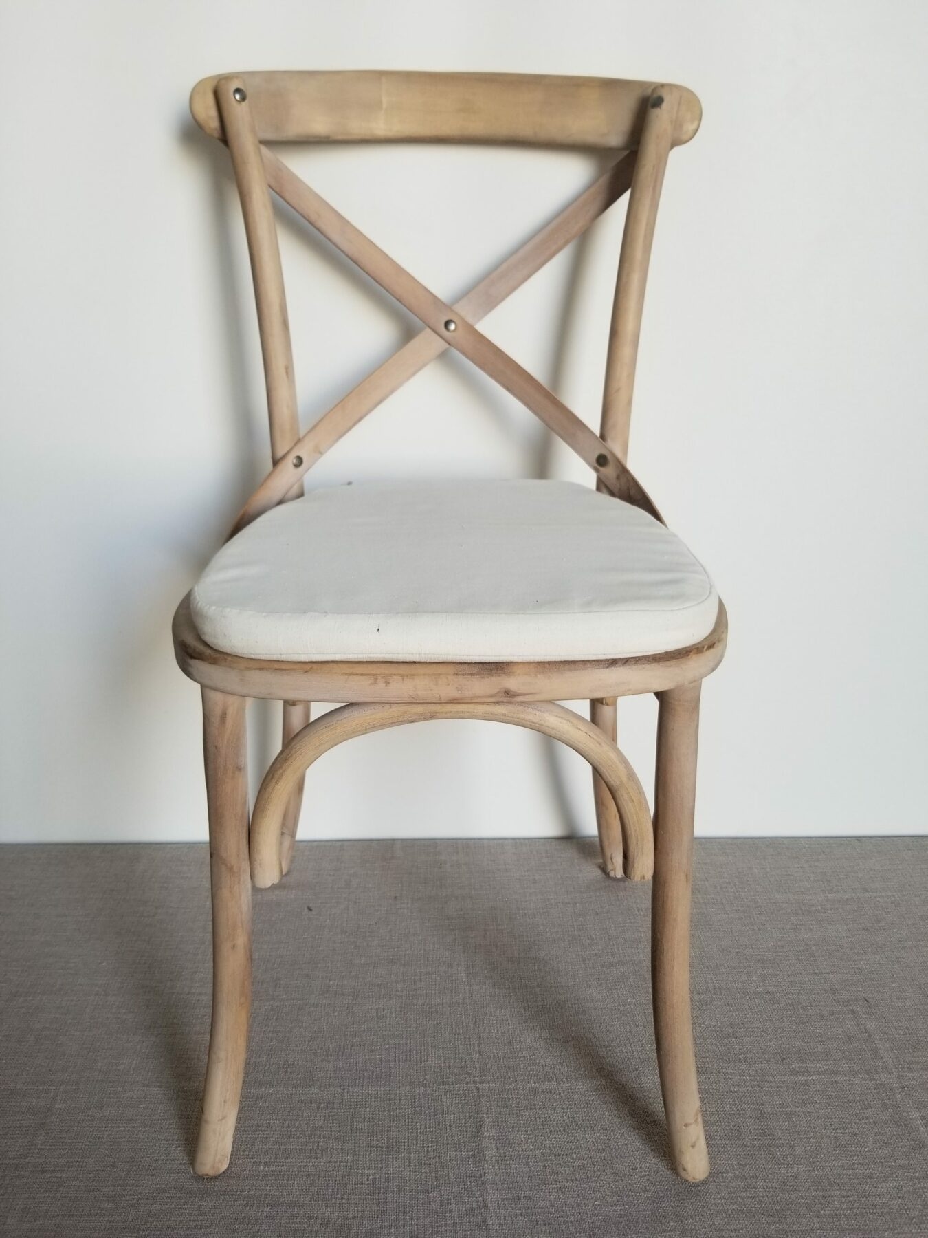 Light Oak Wooden Cross Back Chair with Cushion